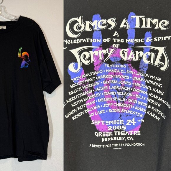 Vintage Music Story Of Jerry Garcia T-Shirt Black 2005 Comes A Time Large Tee - Picture 2 of 9